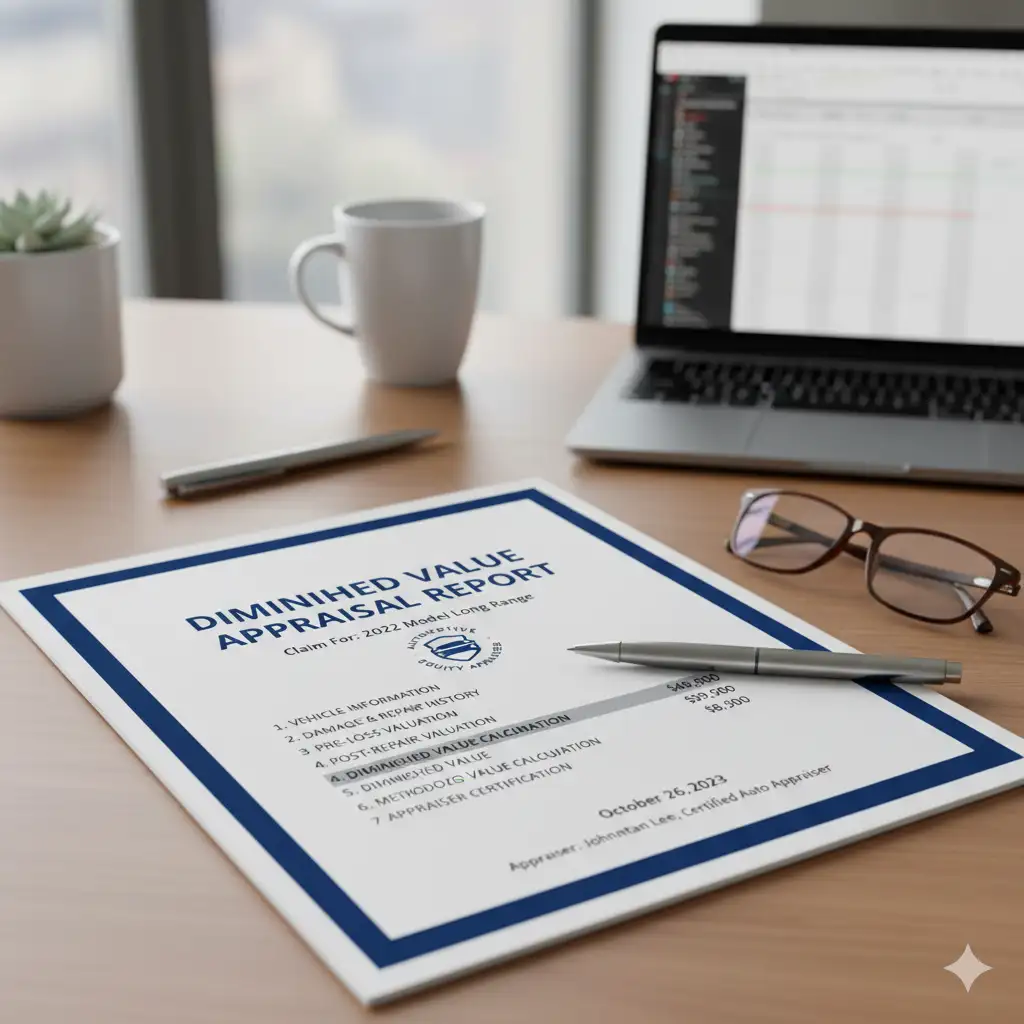 diminished value appraisal near me which shows a certified report