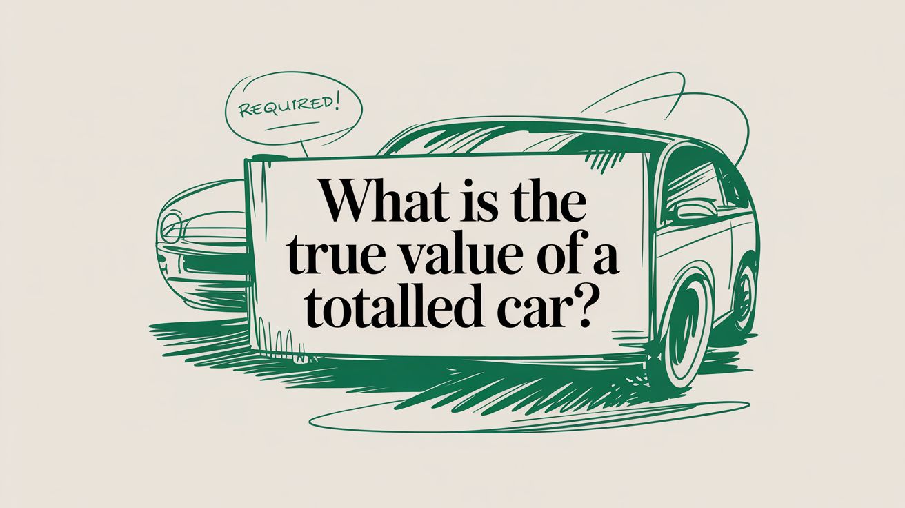 value of a totalled car shown in the image